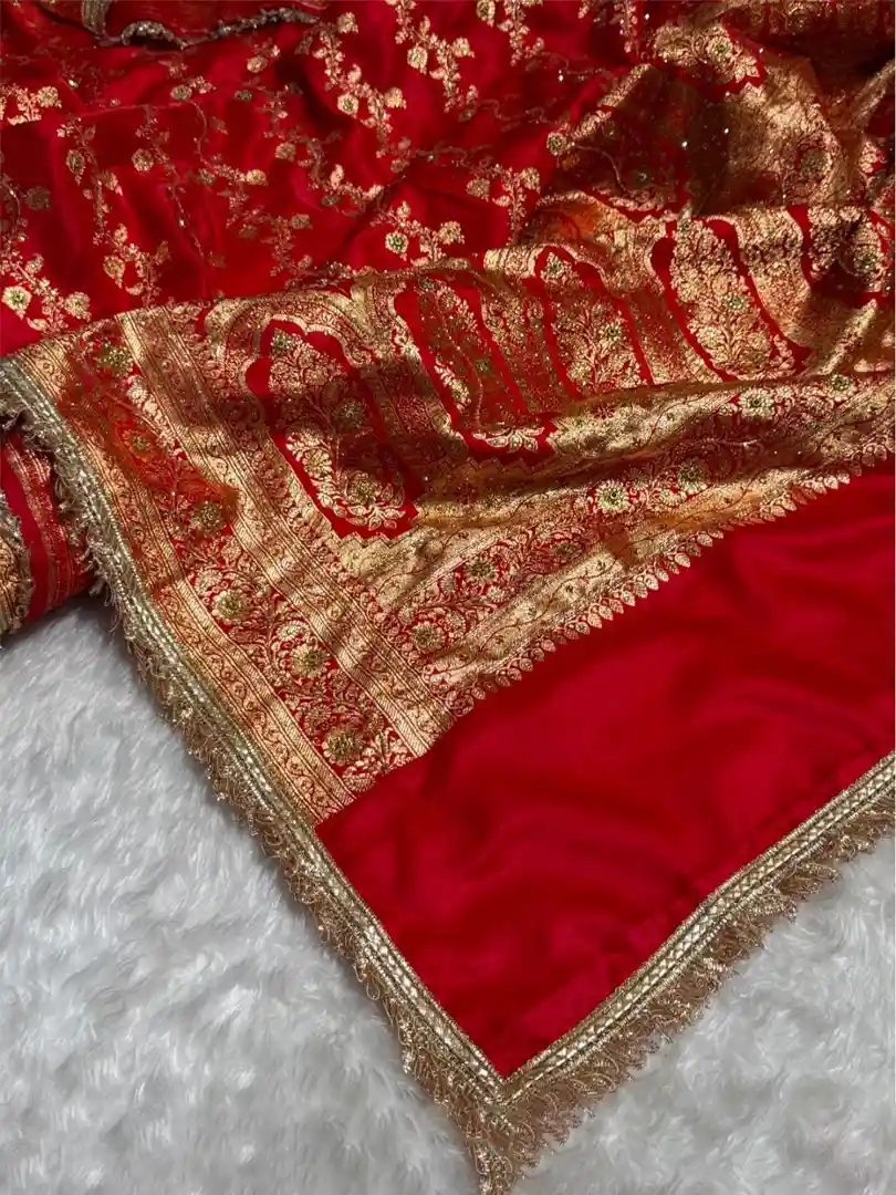 Bridal peacock cross satin silk with Ari and stone work. - Image 2