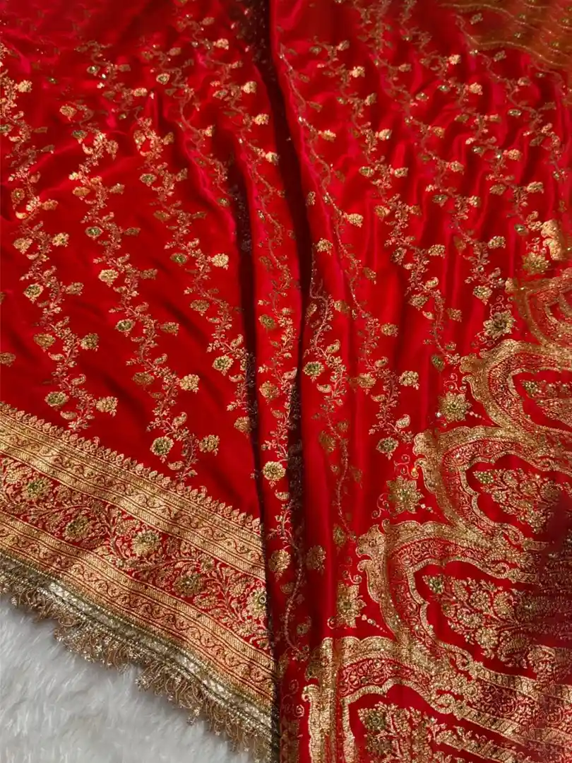 Bridal peacock cross satin silk with Ari and stone work.