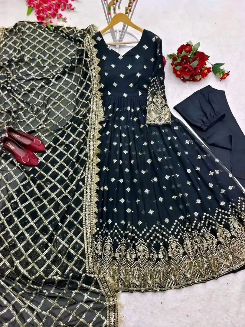 Heavy faux Georgette with embroidery work - Image 4