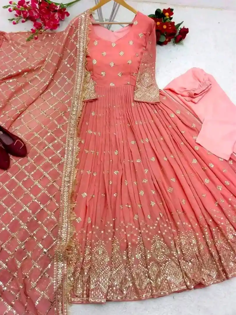 Heavy faux Georgette with embroidery work - Image 2