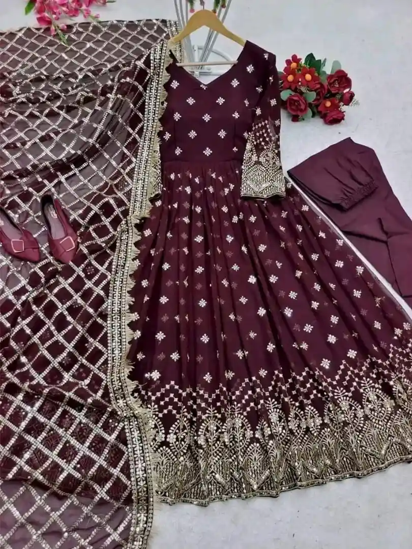 Heavy faux Georgette with embroidery work - Image 3