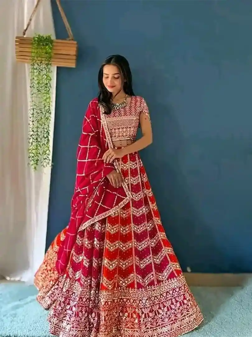 Heavy faux Georgette with embroidery sequence work