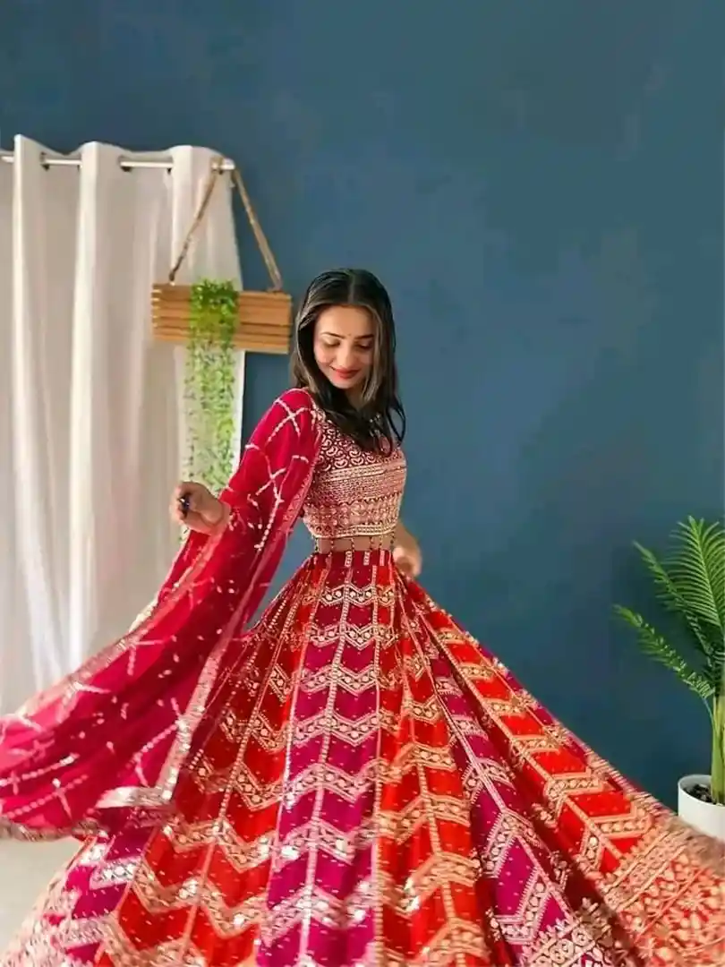 Heavy faux Georgette with embroidery sequence work - Image 4