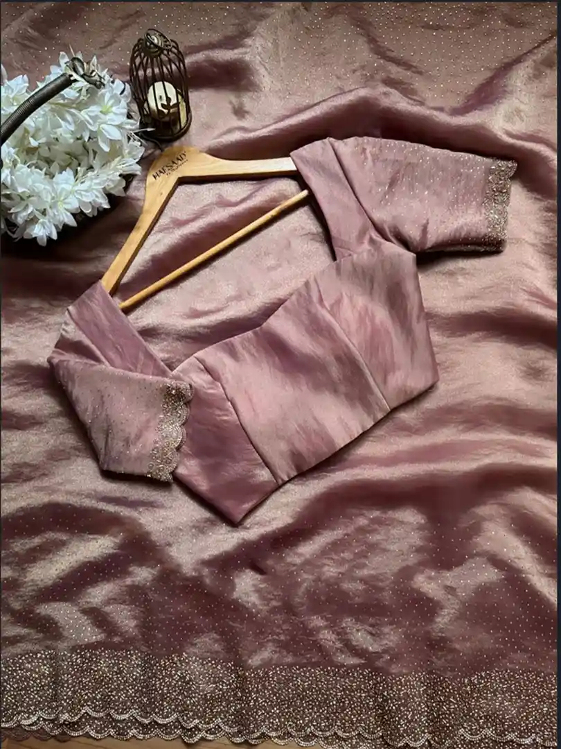 Premium semi tissue handwork saree - Image 2