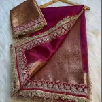 Exclusive handloom banaras kora moslin saree
