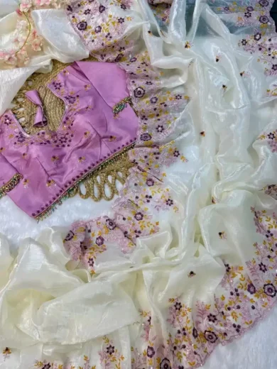 Gold crush soft Silk & Enhanced With embroidery