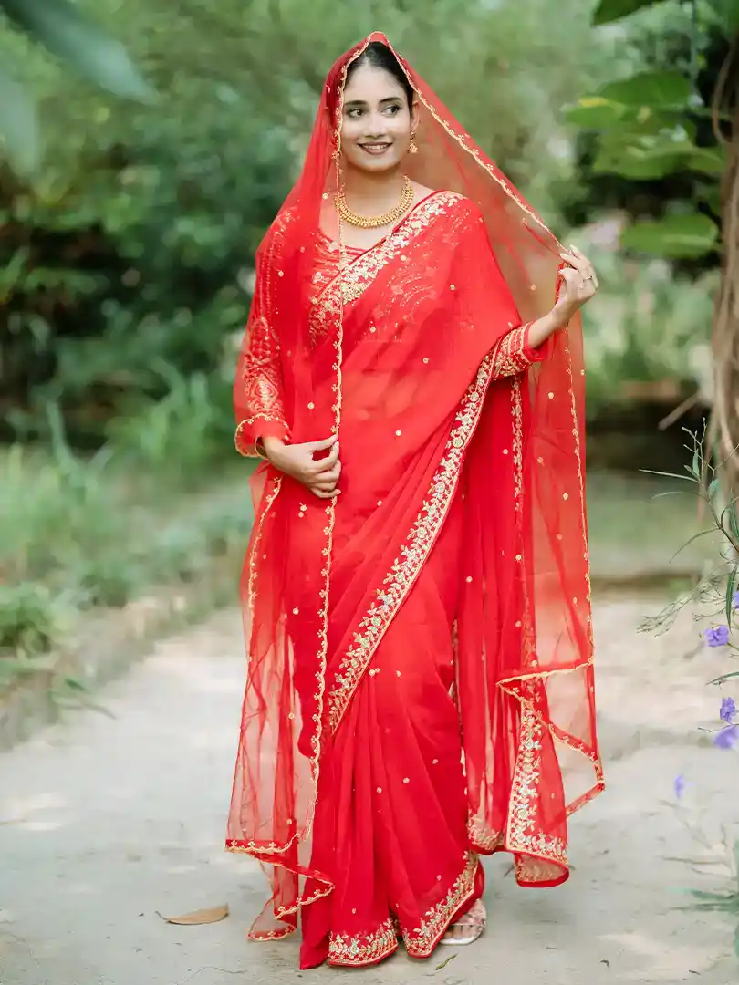 beautiful Saree on Faux Georgette Febric - Image 5