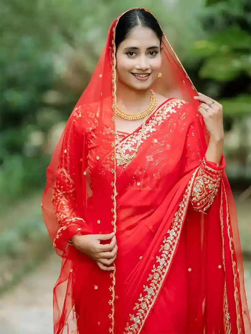 beautiful Saree on Faux Georgette Febric