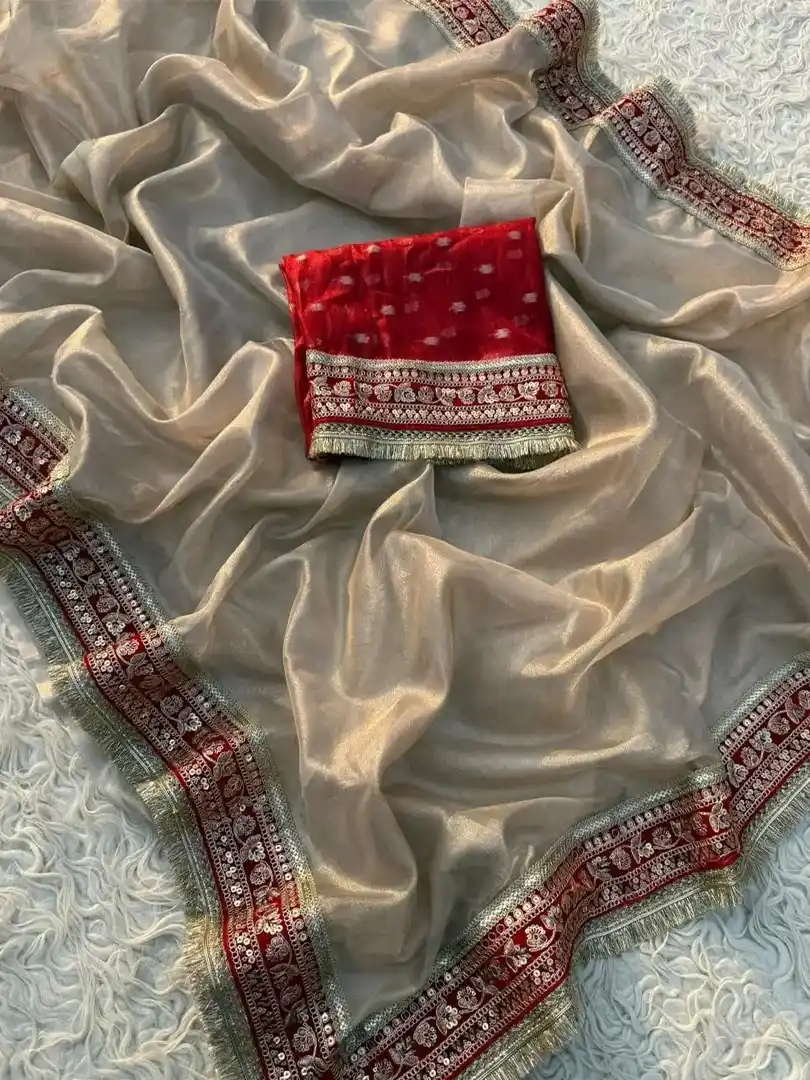 Beautiful soft Banarasi tissue sarees with Sabyasachi borders - Image 3