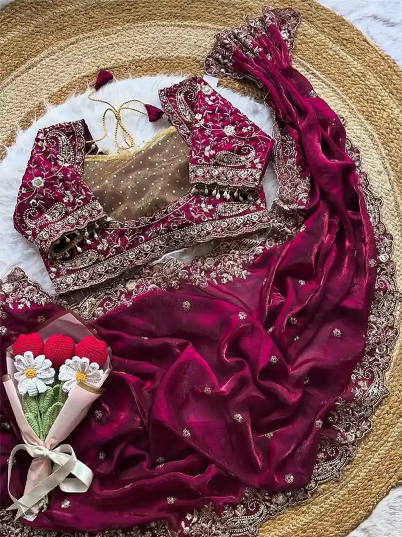 Soft Fandy Satin Saree - Image 9