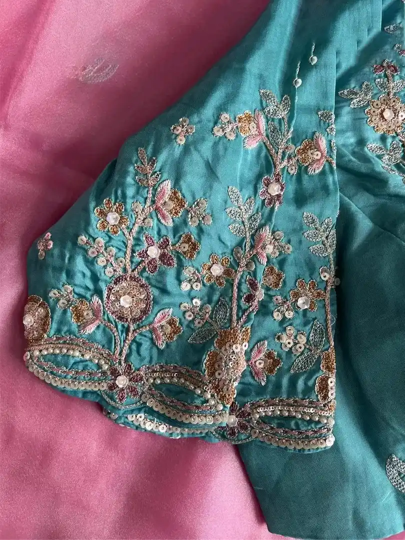 Beautiful soft premium tissue silk sarees with work borders and blouse - Image 4