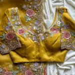 Designer soft organza satin silk sarees with beautiful work and designer blouse.