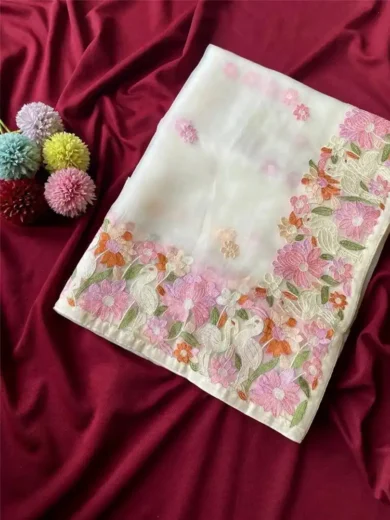 PREMIUM CHIFFON SAREE WITH ALL OVER DESIGNER EMBROIDERY